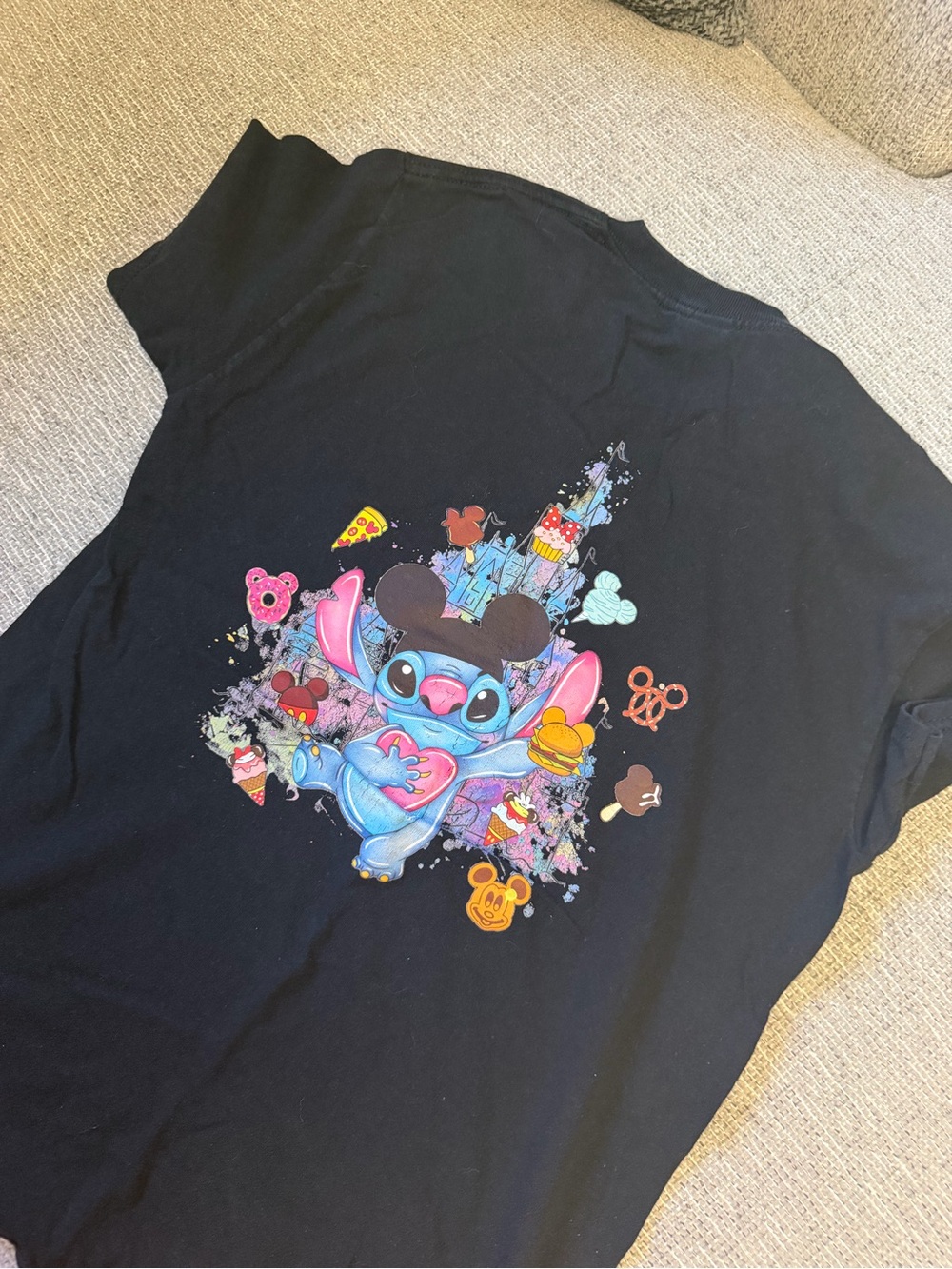 Gildan Black Graphic Tee with Disneys Stitch
